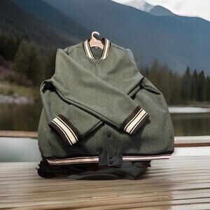 Hunter Lodge Heather Varsity Bomber Jacket By George 2XL